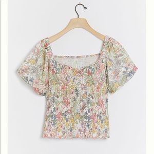 SOLD - Anthropologie Floral Smocked Top